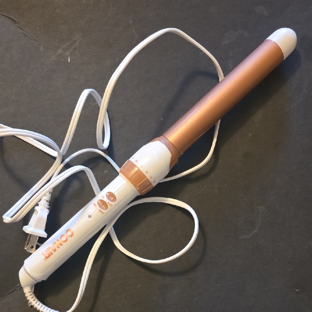 NWOT Conair 1 inch Rose Gold and White Clipless Curling Wand